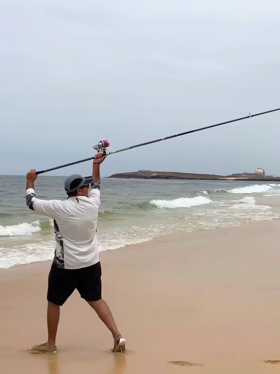 Position du lancer sud-africain — dos à la mer, vue de profil