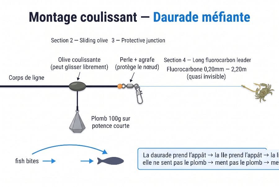 Schéma montage coulissant daurade