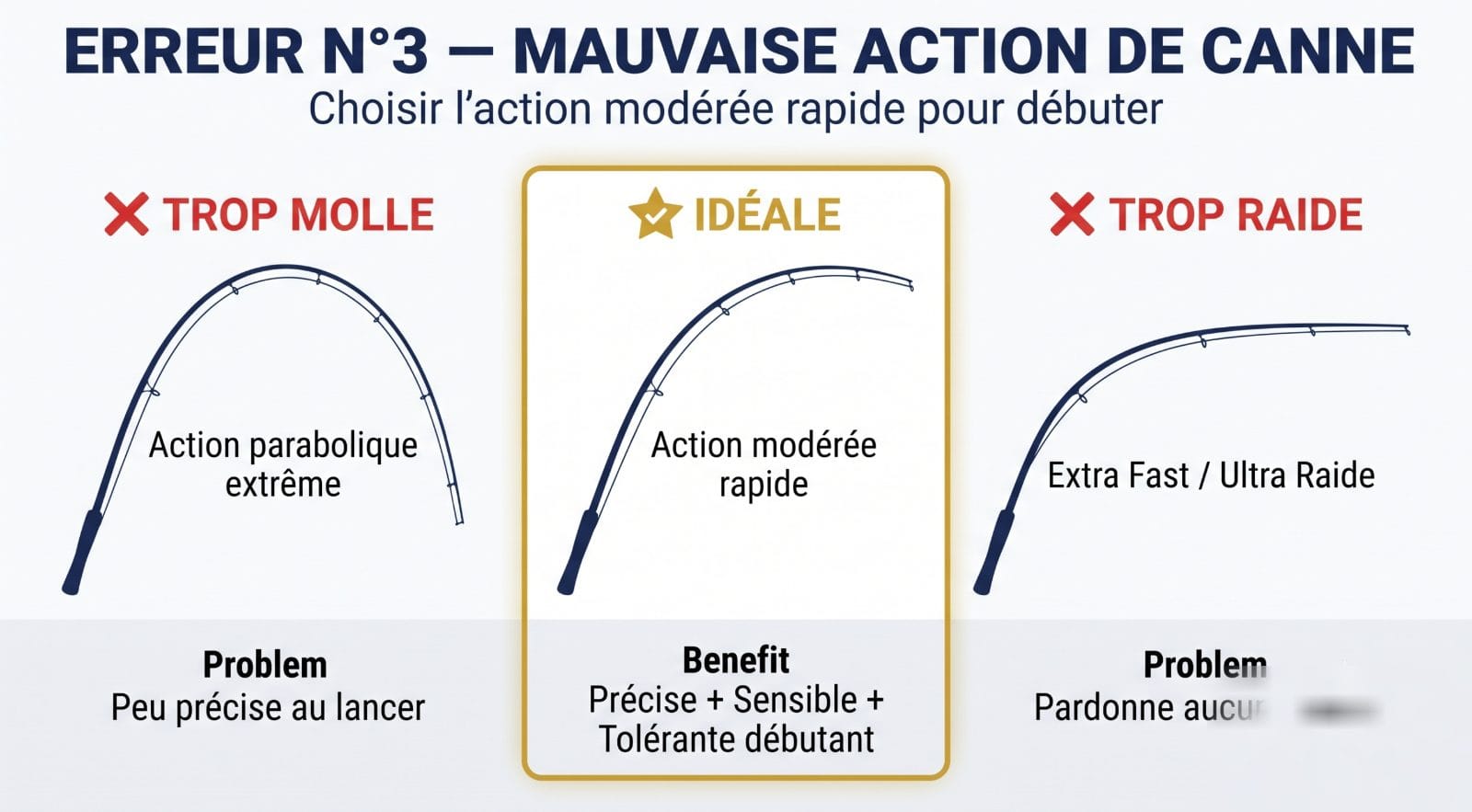Erreur mauvaise action de canne — comparatif